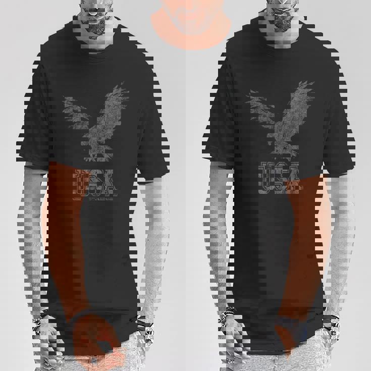 アメリカ国旗 アメリカンイーグル アメリカ国旗 クールでアンティーク調のグラフィック Tシャツ 面白い贈り物