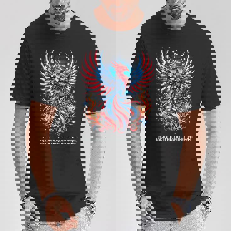 アメリカ神話 伝説のクリーチャー アメリカンフェニックス 自由の鳥 復活 火の鳥 Tシャツ 面白い贈り物