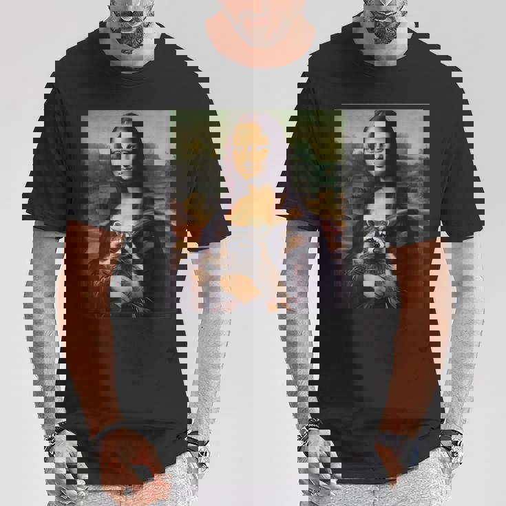 アライグマとモナリザ Tシャツ 面白い贈り物