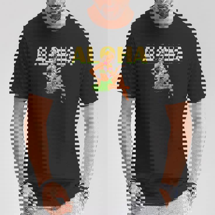アロハ ハワイアン レトロ ヴィンテージ ピンナップガール ハワイ Tシャツ 面白い贈り物