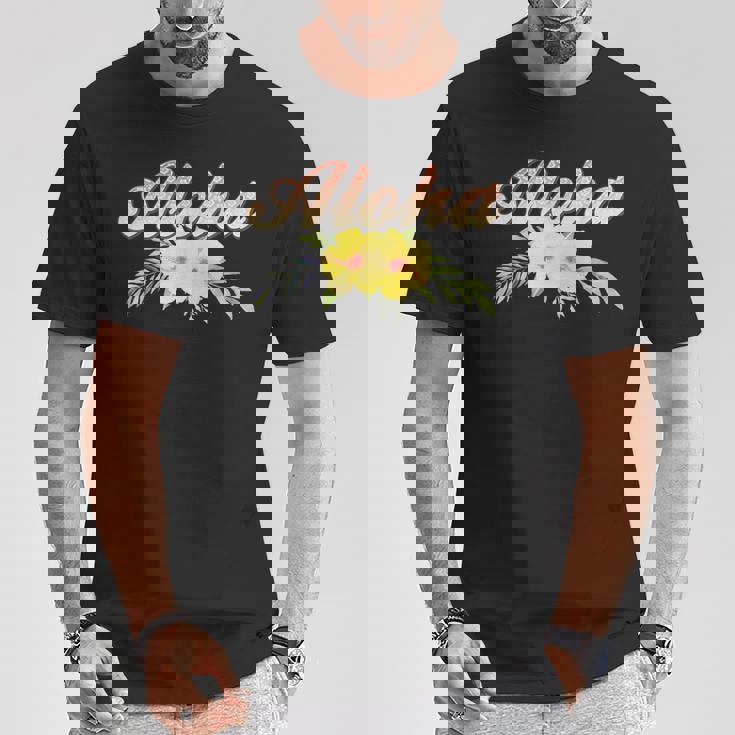 アロハイエロー ハイビスカス Tシャツ 面白い贈り物