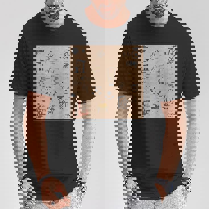 アンティークエンジニアリング機械科学パターン Tシャツ 面白い贈り物