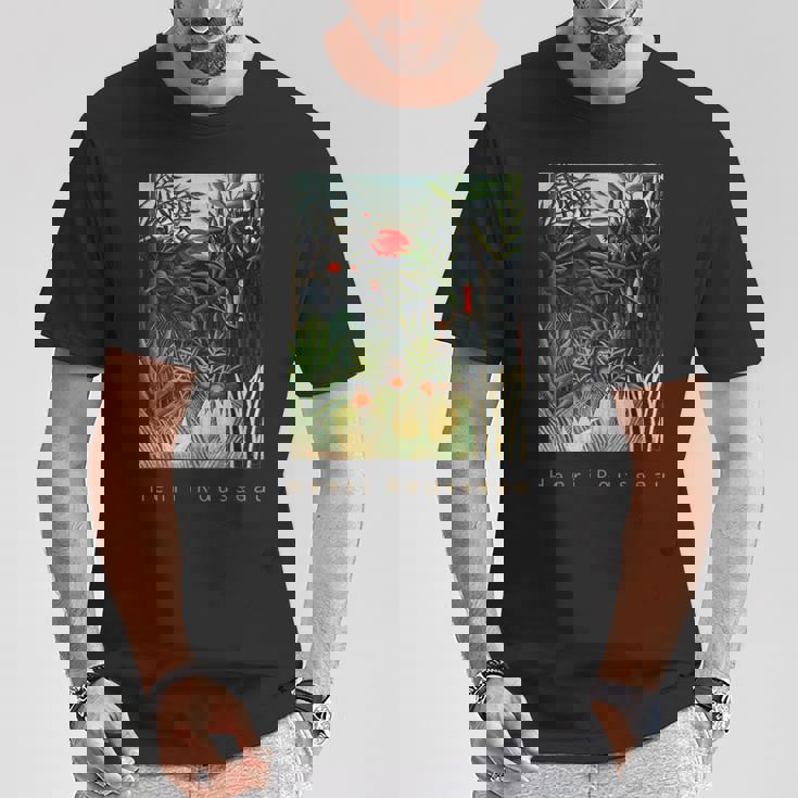 アンリ・ルソー 森の中の猿とオウム Tシャツ 面白い贈り物