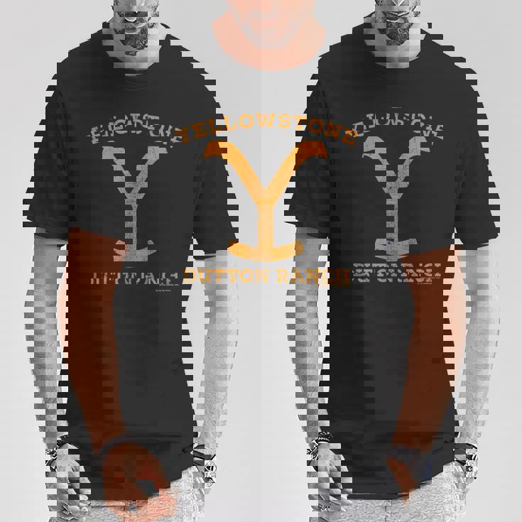 イエローストーン ダットンランチアンティーク調ロゴ Tシャツ 面白い贈り物