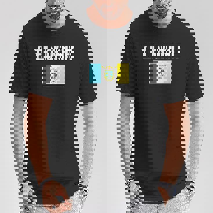 イエローナイフ 紋章 旗 国家への誇り ギフト お土産 Tシャツ 面白い贈り物