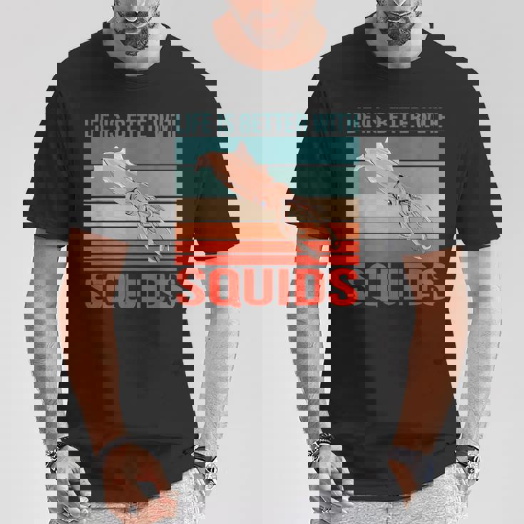 イカ ライフ・イズ・ベター 烏賊 イカ Tシャツ 面白い贈り物