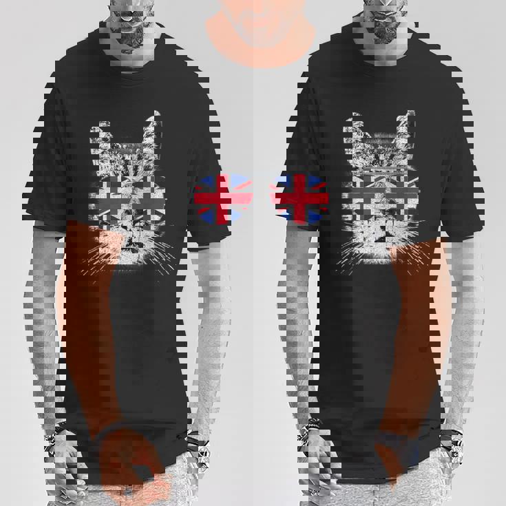 イギリス ユニオンジャック フラッグ イギリス 猫 イギリス Tシャツ 面白い贈り物