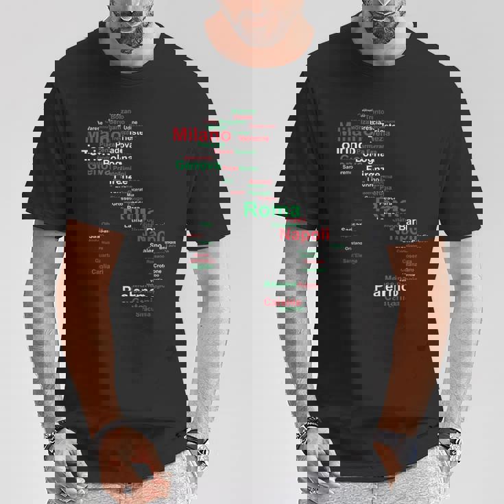 イタリア 地図 シルエット 旗 タウン ローマ 旅行 イタリア Tシャツ 面白い贈り物