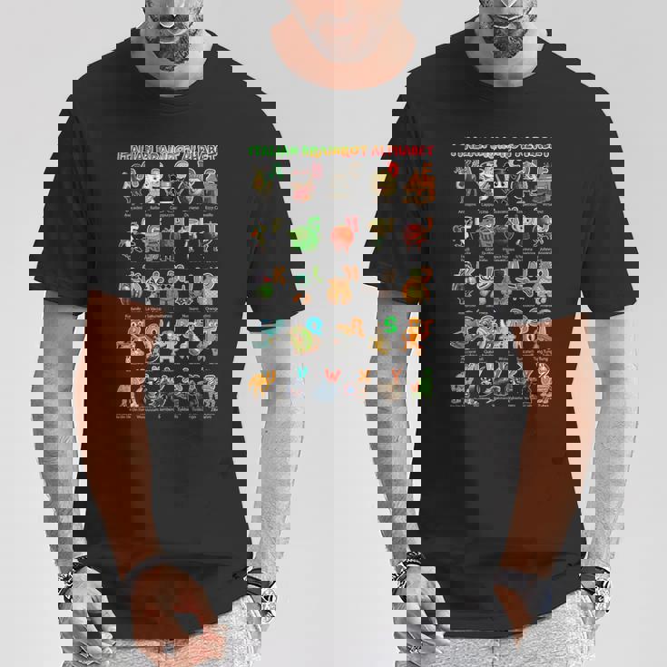 イタリアンブレインロットキャラクターの種類イタリアブレインロットアファベット Tシャツ 面白い贈り物