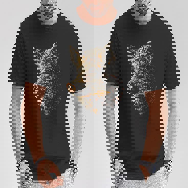 イノシシ 動物 モチーフ イラスト イノシシ Tシャツ 面白い贈り物