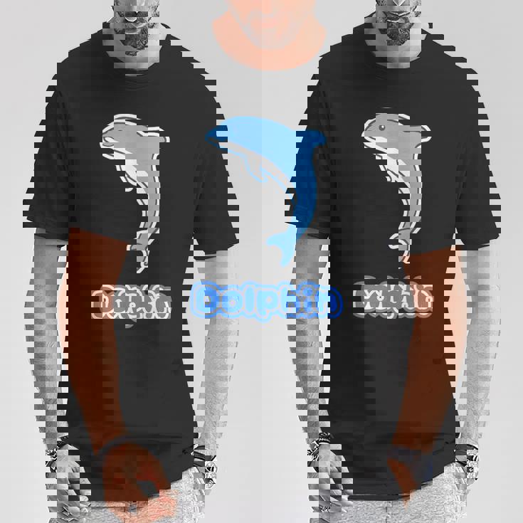 イルカ Dolphin ドルフィン【どうぶつフレンズ】水族館 海の生き物 ゆるくて かわいい 動物 イラスト Tシャツ 面白い贈り物