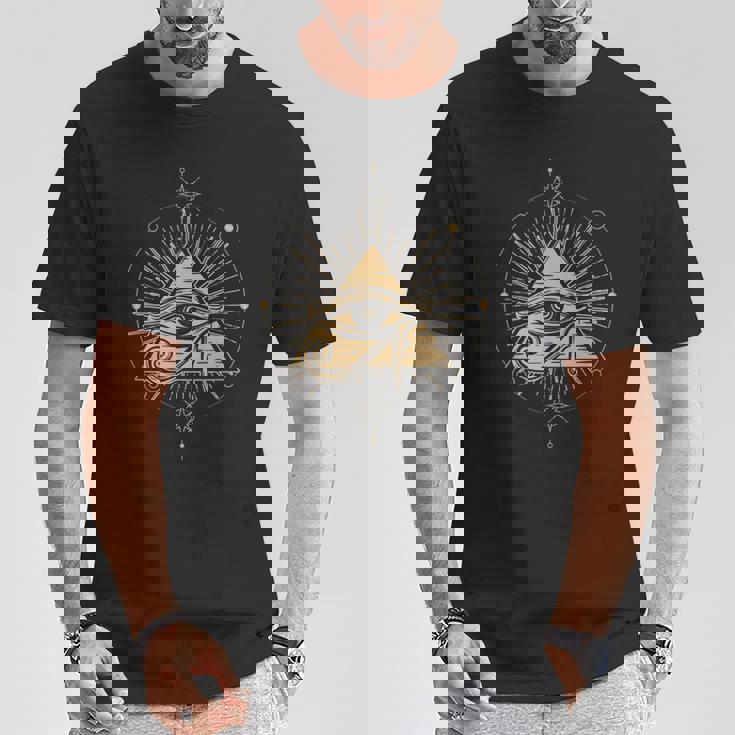 イルミナティ シンボル フリーメイソン トライアングル 陰謀 惑星 Tシャツ 面白い贈り物