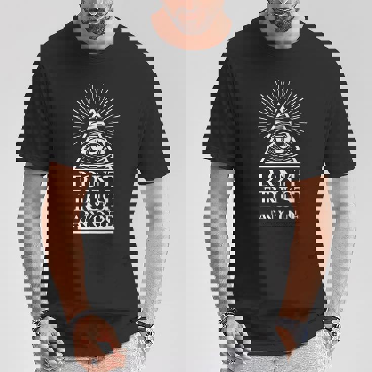 イルミナティ フリーメイソン 誰も信じるな Tシャツ 面白い贈り物