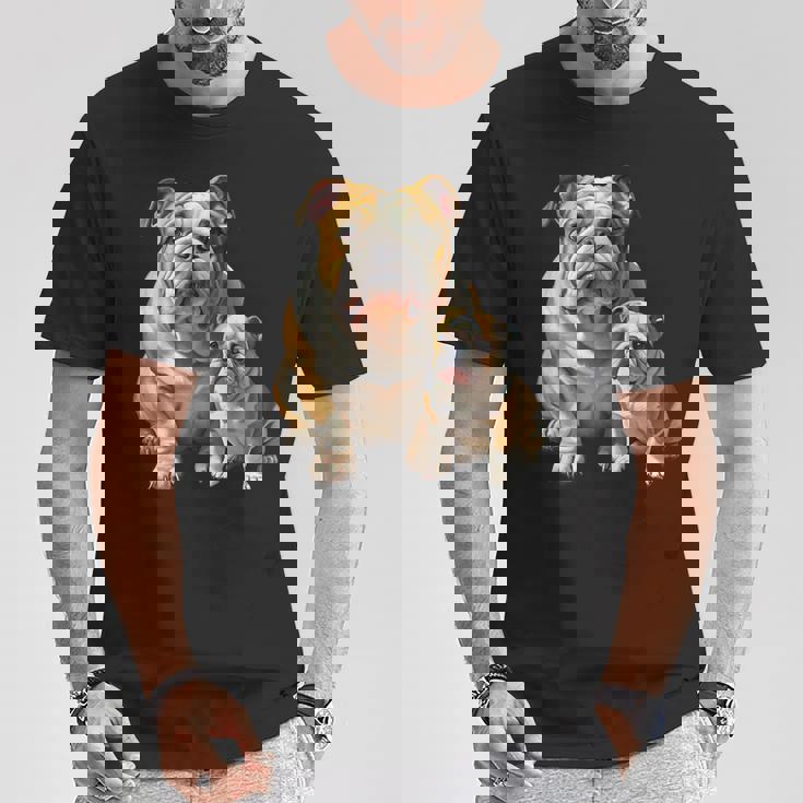 イングリッシュブルドッグの子犬とイングリッシュブルドッグ Tシャツ 面白い贈り物