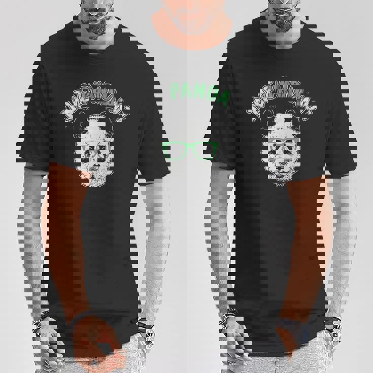 インディペンデントパンダ Nerd Bear With Brile Tシャツ 面白い贈り物