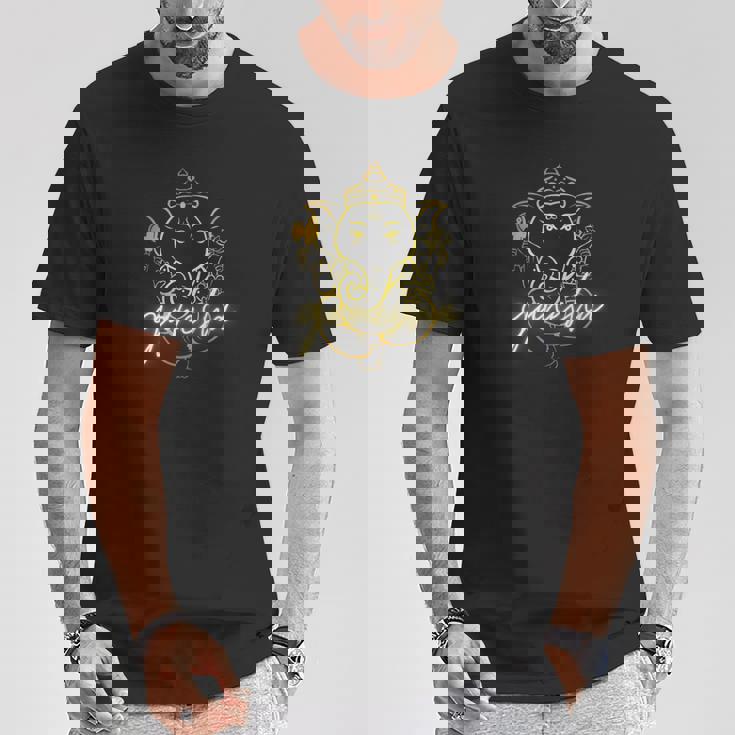 インドの神様 ガネーシャ デザイン Tシャツ 面白い贈り物
