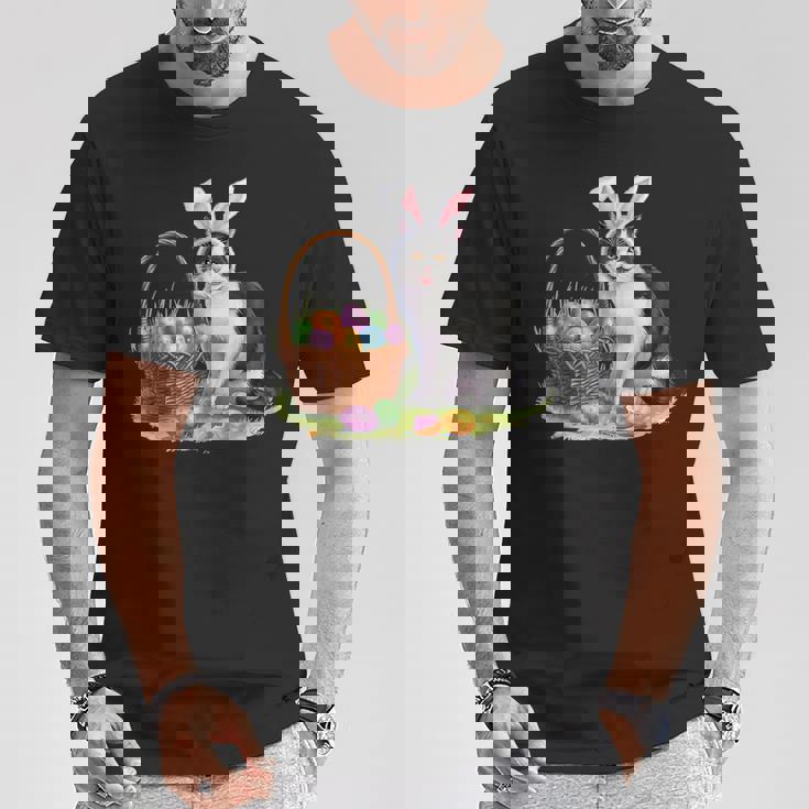 イースターデー 猫 バニー 耳 卵 イースター ウサギ 男性 女性 キッズ Tシャツ 面白い贈り物