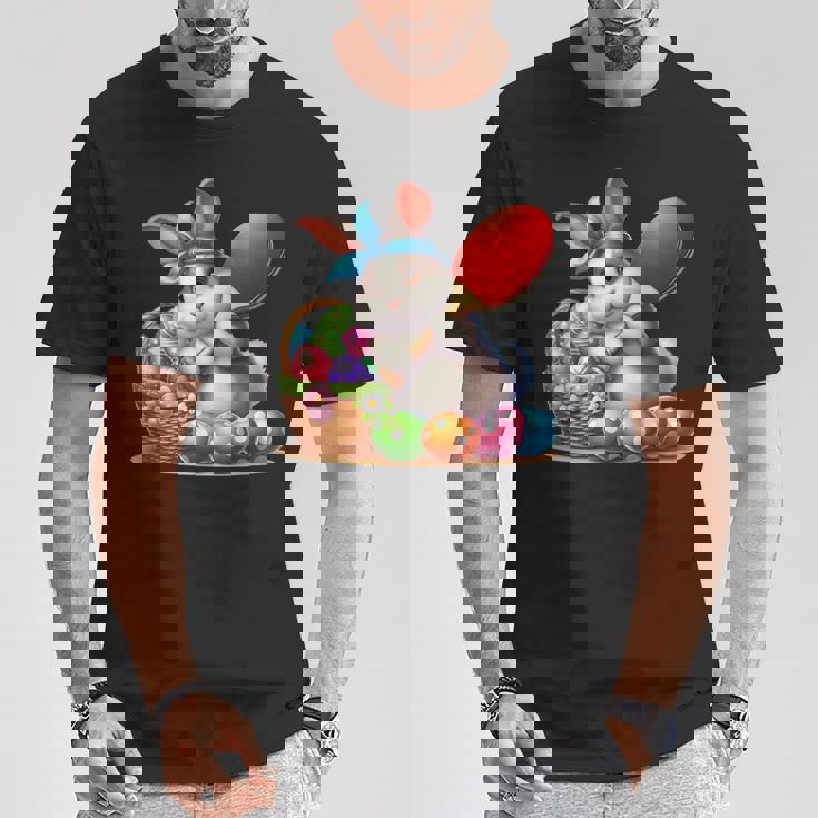イースターバニー卓球ウサギイースターエッグ卓球 Tシャツ 面白い贈り物