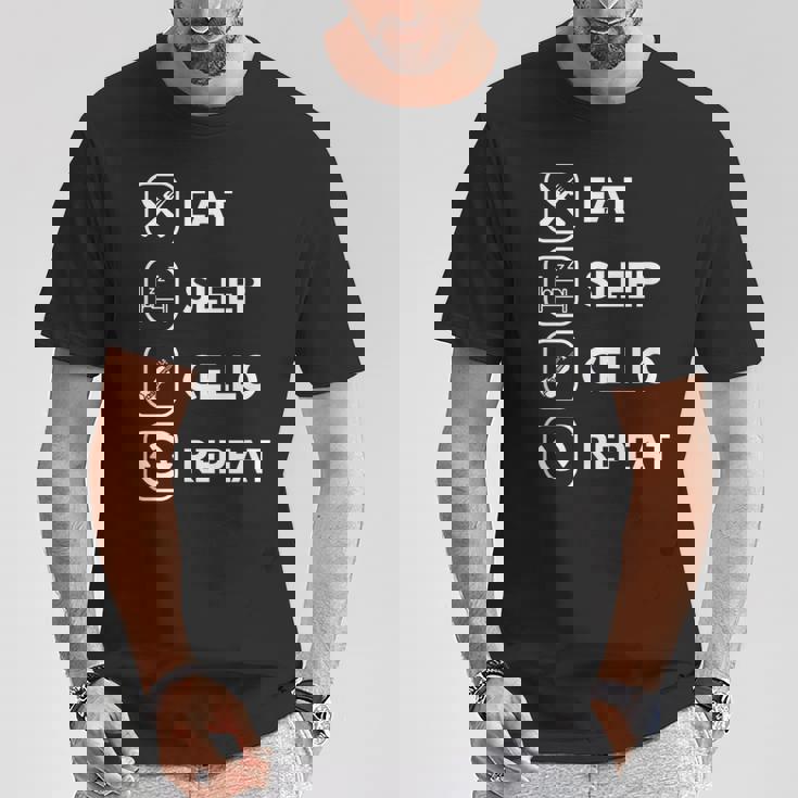 イート・スリープ・チェロ・リピート Tシャツ 面白い贈り物