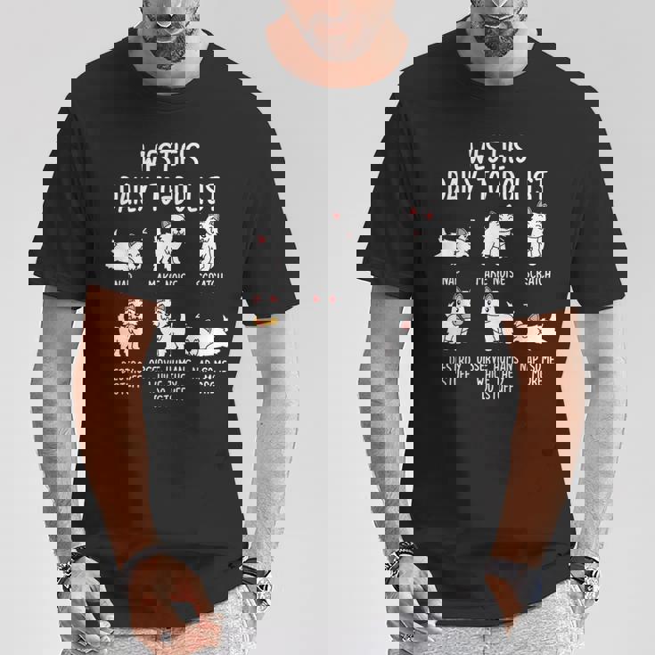 ウエスト・ハイランド・ホワイト・テリア・ウェスティ毎日のやることリスト犬 Tシャツ 面白い贈り物