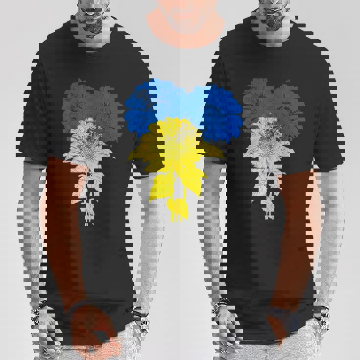 ウクライナ国旗 ひまわり ヴィンテージ ウクライナ支援 ウクライナ Tシャツ 面白い贈り物