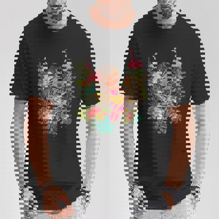 ウクレレフラガールティキバケーションハワイアンルアウビーチフラミンゴ Tシャツ 面白い贈り物