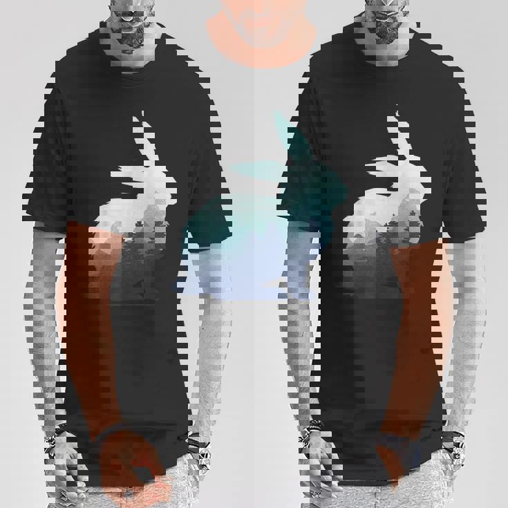 ウサギ バニー 野ウサギ 動物 野生 芸術的 グラフィック 自然 Tシャツ 面白い贈り物