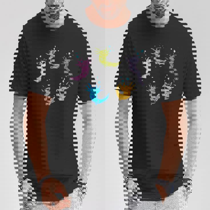 ウーパールートル メキシコウォーターサラマンダー カラフルなウーパールーパー Tシャツ 面白い贈り物