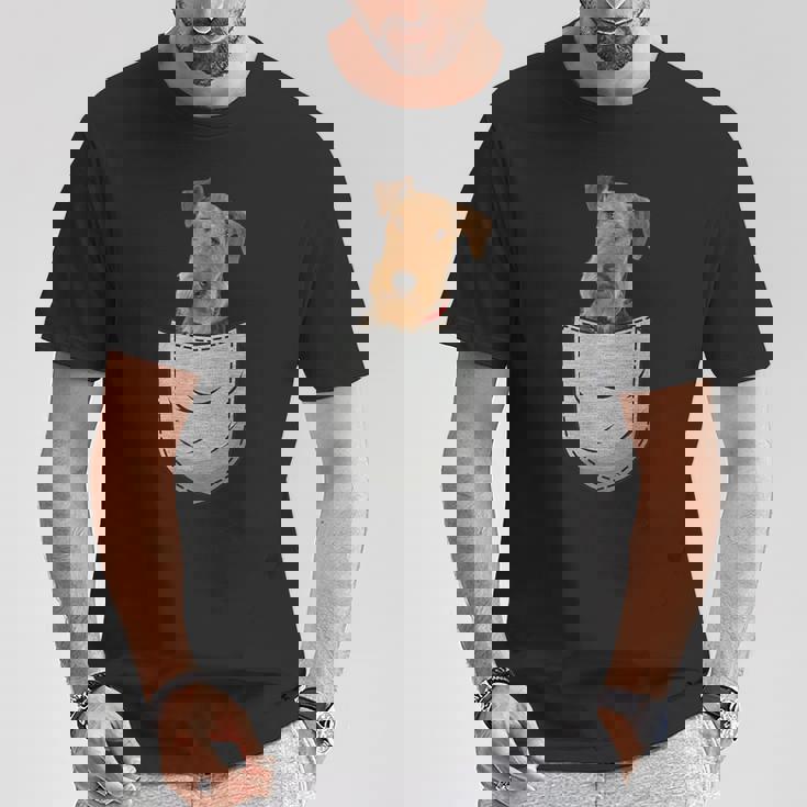 エアデールテリアウォーターサイドビングリーチェストポケットポケット Tシャツ 面白い贈り物