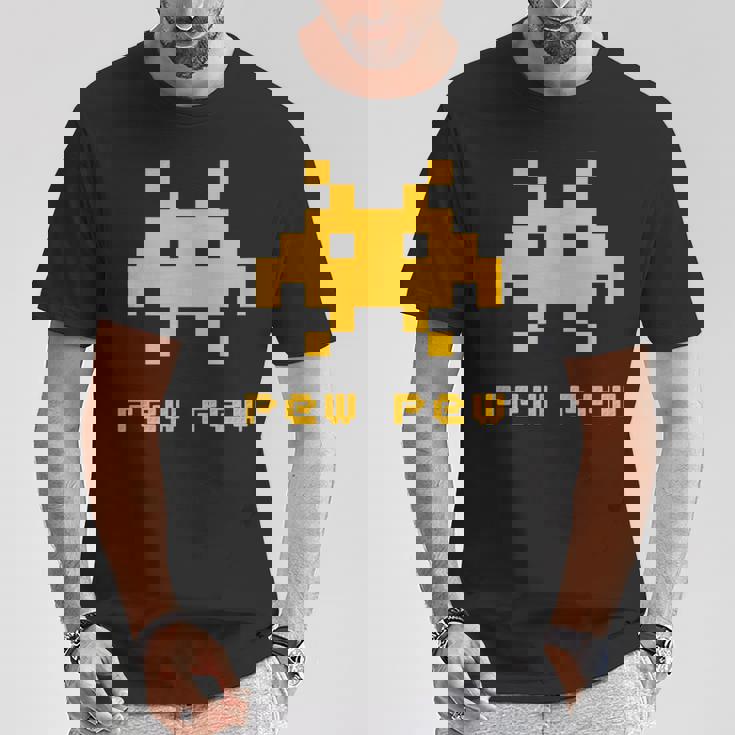 エイリアンインベーダーズピューピュースペース8ビットレトロビデオゲームギフト Tシャツ 面白い贈り物