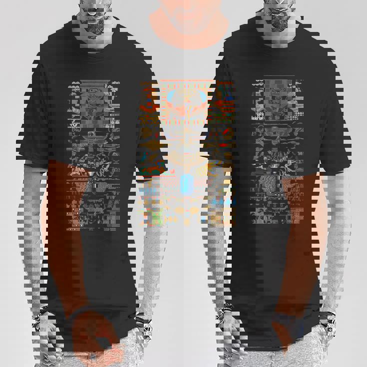 エジプトの多色オーナメント ヒエログリフ ヒエログリフ Tシャツ 面白い贈り物