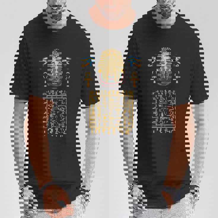 エジプトヒエログリフ シンボル ツタ王 ファラオ 長袖tシャツ Tシャツ 面白い贈り物