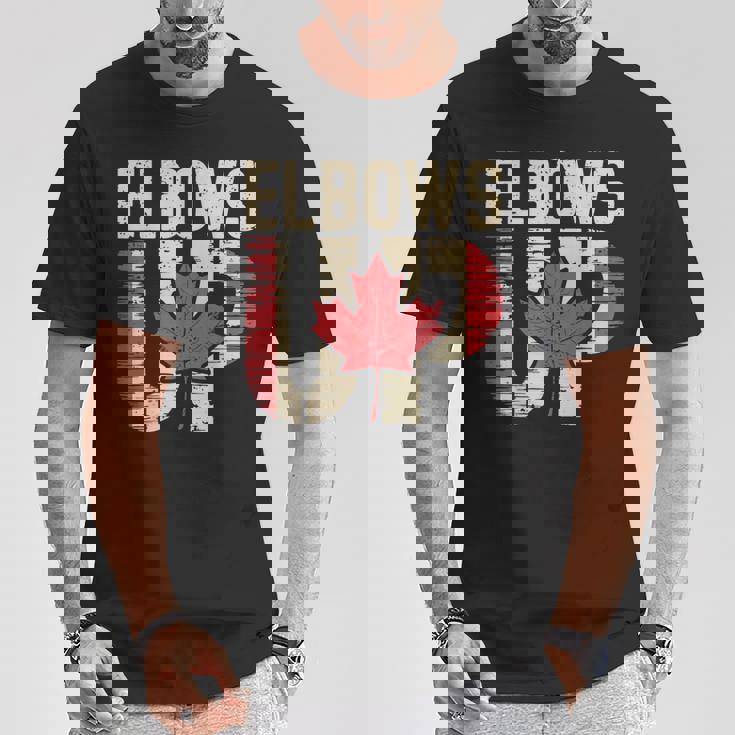 エルボーズアップ カナダ カナダ国旗 プライド 北 強い メープルリーフ Tシャツ 面白い贈り物