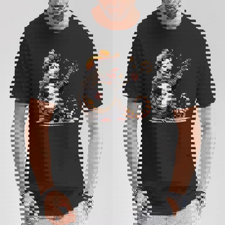 オポッサム演奏 バンジョー ギター 面白い ポッサムハット ゴミ オポッサム Tシャツ 面白い贈り物