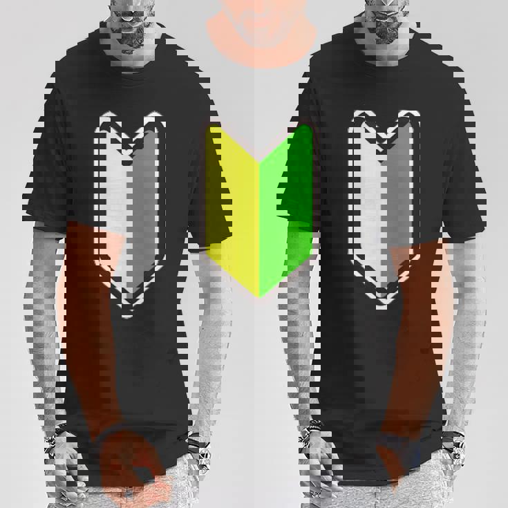 オリジナル個性派パロディ日本の道路交通法標識初心者マークプリント Tシャツ 面白い贈り物