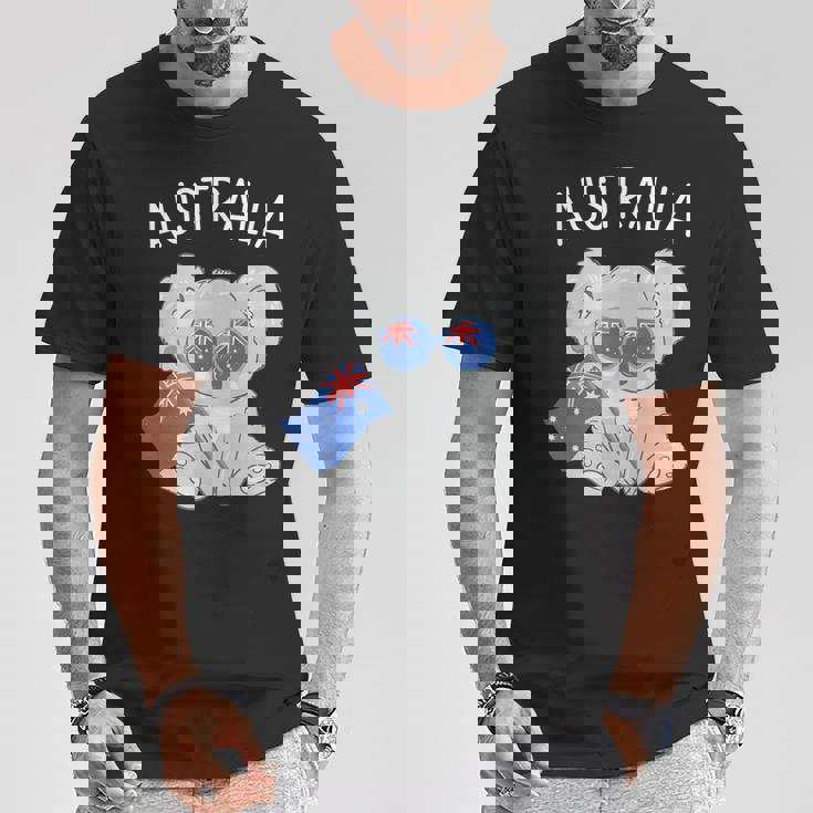 オーストラリアの国旗がかわいいコアラ Tシャツ 面白い贈り物