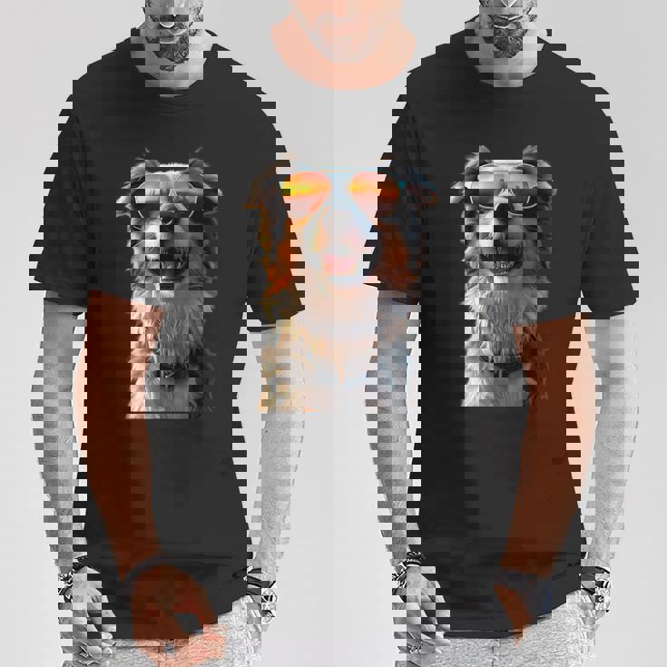 オーストラリアン・シェパード＆サングラス 愛犬家 シェパード Tシャツ 面白い贈り物