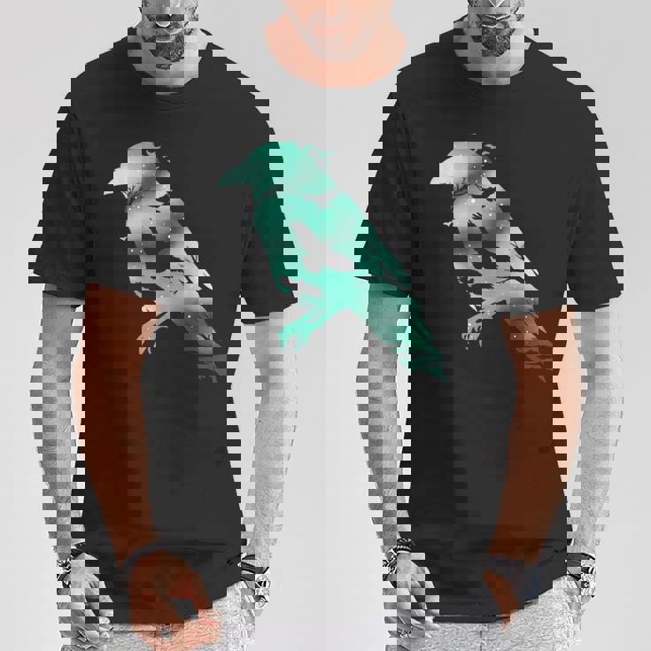 オーディンブラックカラスギフトバイキングレイヴンシルエット Tシャツ 面白い贈り物