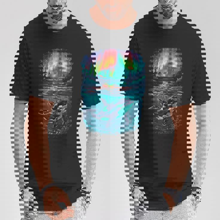 オーロラシャチが特徴のオルカ。 Tシャツ 面白い贈り物