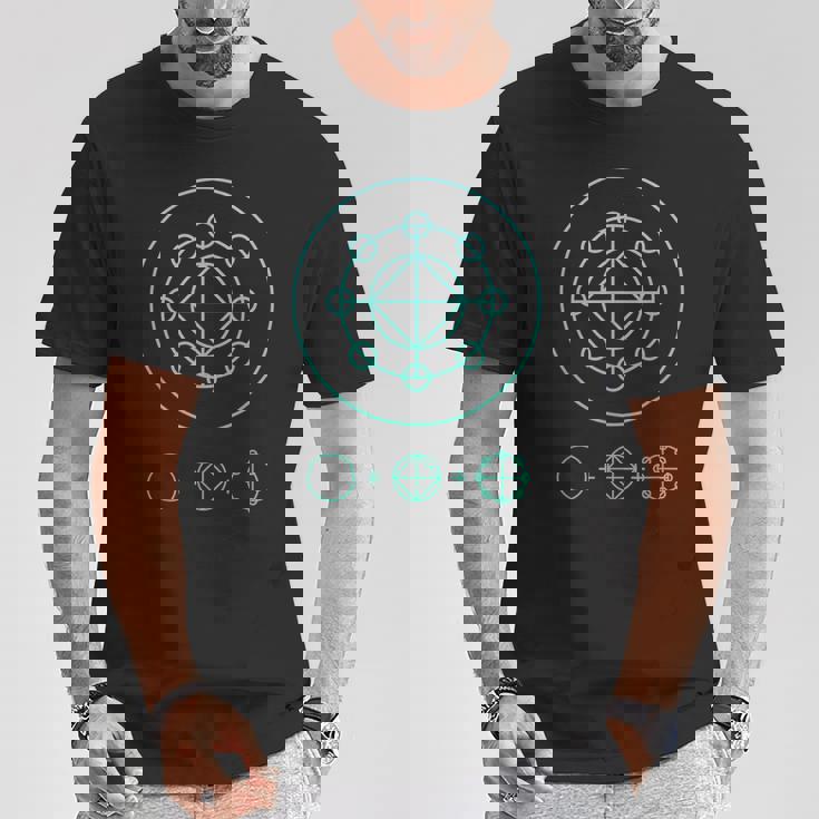 カタカムナウタヒ 三種の神器（ヤタノカガミ 八咫鏡、剣、勾玉） 神代文字 Tシャツ 面白い贈り物