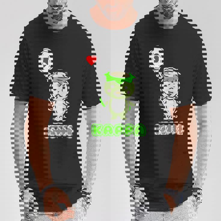 カッパくん『ハート』河童【どうぶつフレンズ】妖怪 ゆるくて かわいい キャラクター イラスト Tシャツ 面白い贈り物