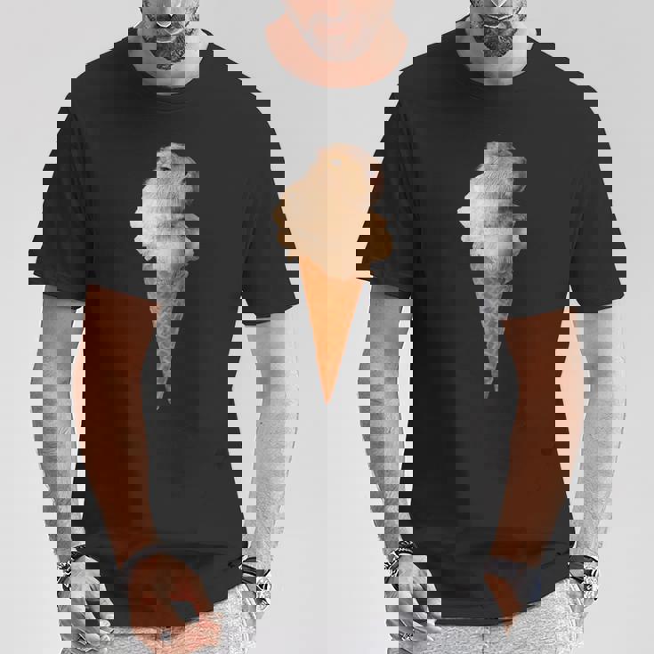 カピバラ アイスクリーム コーン おもしろ かわいい Tシャツ 面白い贈り物