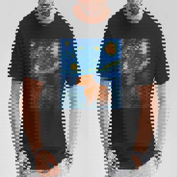 カピバラヴァンゴッホスターリーナイト Tシャツ 面白い贈り物