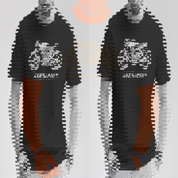 カフェレーサー 手描きバイクデザイン Tシャツ 面白い贈り物