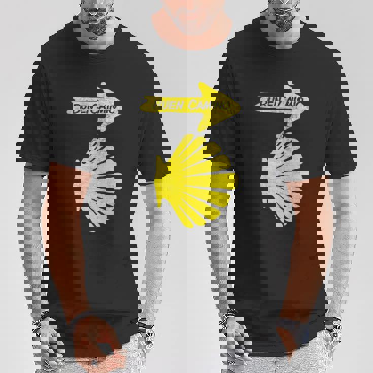 カミーノデサンティアゴの巡礼のシンボル、ブエンカミノシェル Tシャツ 面白い贈り物