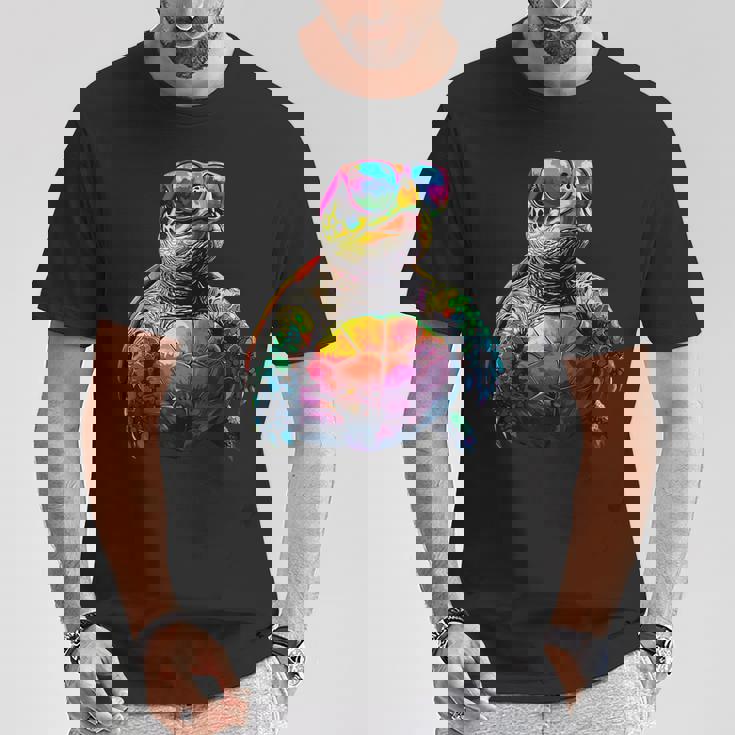 カメ カラフル Popart レインボー 爬虫類 かわいい亀 Tシャツ 面白い贈り物