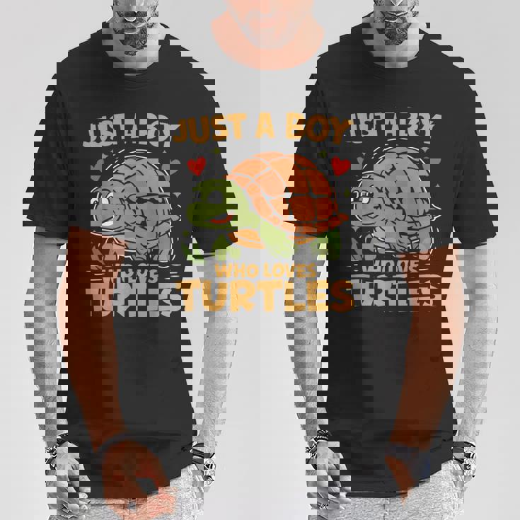 カメが大好きな少年 Tシャツ 面白い贈り物