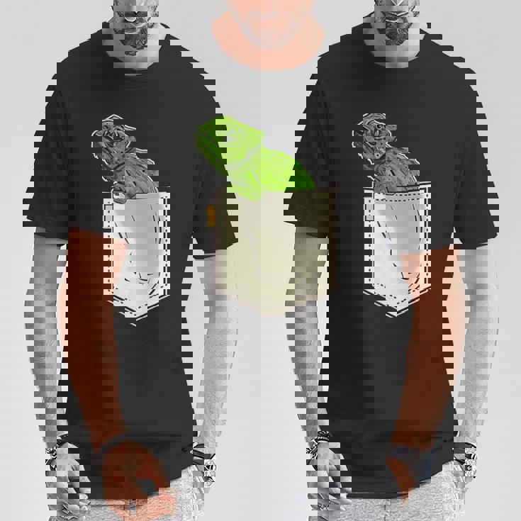 カメレオンポケットバッジ Tシャツ 面白い贈り物