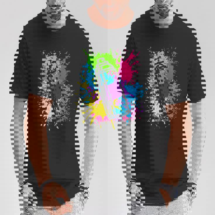 カラフル グラフィティグラフィックスプレーペンキの缶ストリートアートアーティスト Tシャツ 面白い贈り物