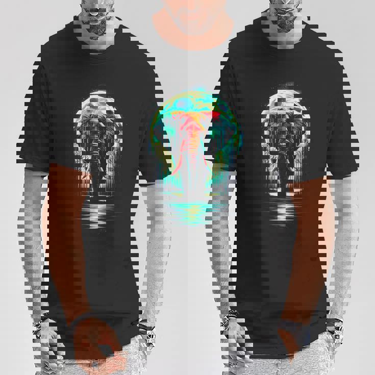 カラフル 象 精霊 動物 かっこいい イラスト アート Tシャツ 面白い贈り物